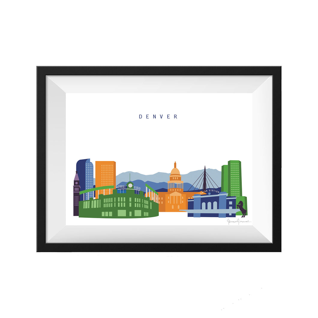 denver colorado print skyline